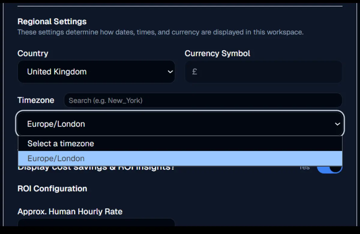workspace time zone configuration uk