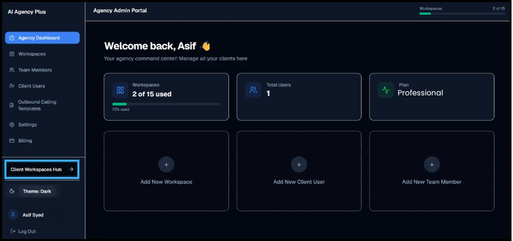 Agency Dashboard-Client-Workspace-Hub