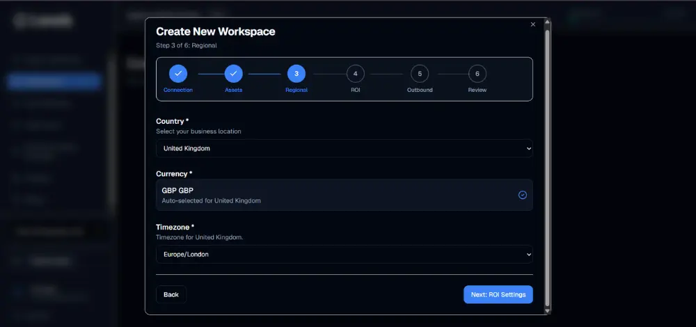 Create a Workspace-choose-regional-settings